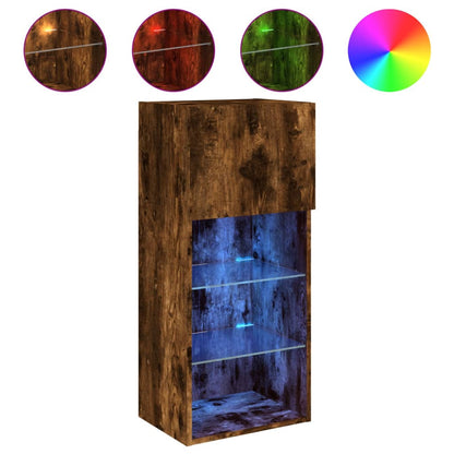 TV Cabinet | Set of 2 | Smoked oak | Engineered wood, glass | Medium