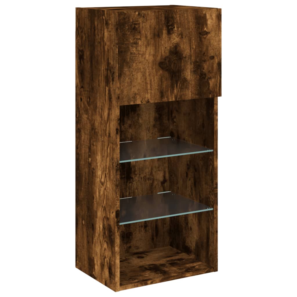 TV Cabinet | Set of 2 | Smoked oak | Engineered wood, glass | Medium