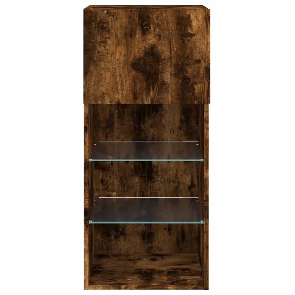 2 Piece TV Cabinet Set with LED Lights Smoked Oak 40,5x30x90 cm