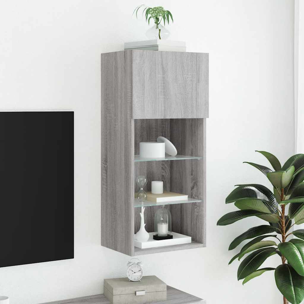 TV Cabinet with LED Lights Grey Sonoma 40.5x30x90 cm