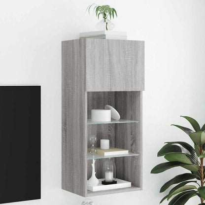 TV Cabinet with LED Lights Grey Sonoma 40,5x30x90 cm
