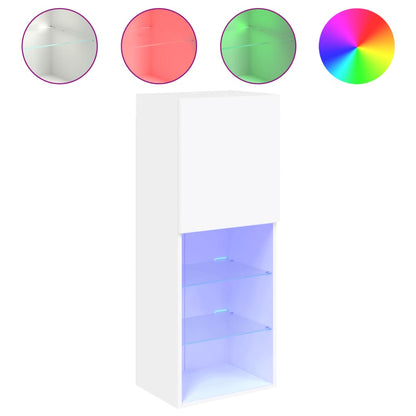 TV Cabinet with LED Lights White 40,5x30x102 cm