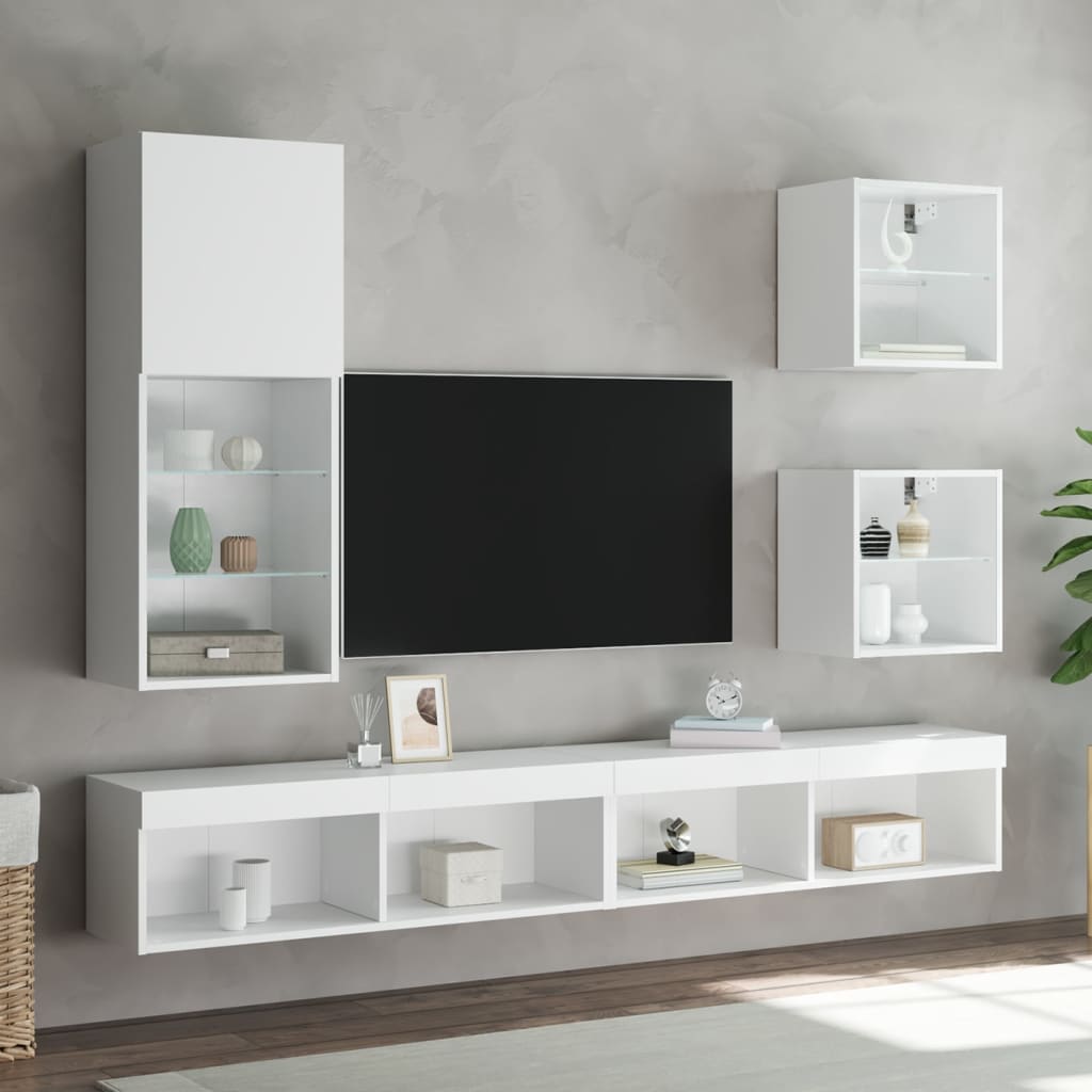 TV Cabinet with LED Lights White 40,5x30x102 cm