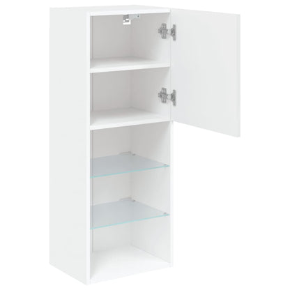 TV Cabinet with LED Lights White 40,5x30x102 cm