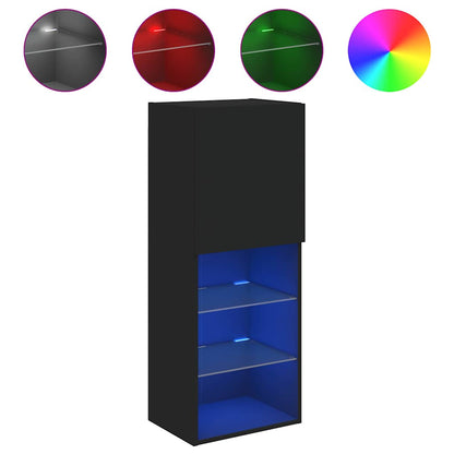 TV Cabinet with LED Lights Black 40,5x30x102 cm