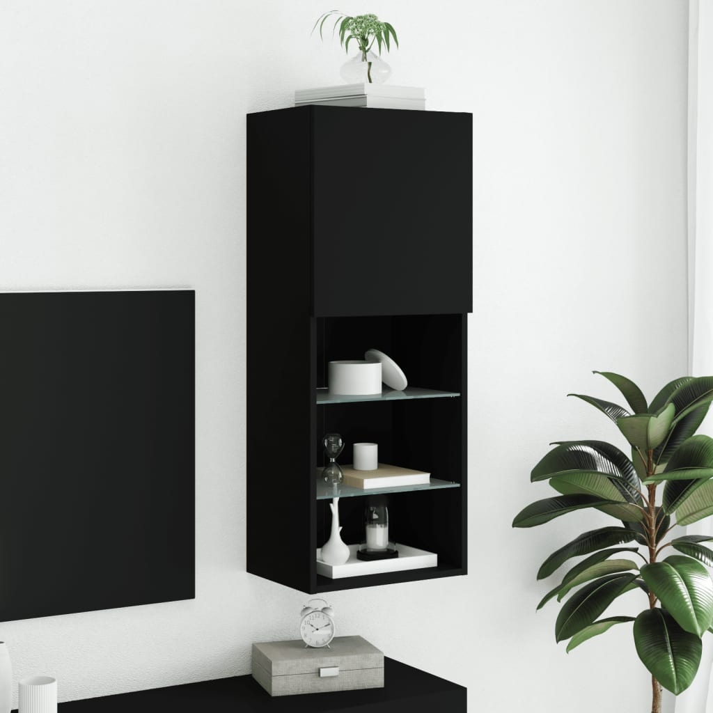 TV Cabinet | Black | Engineered wood, glass | Medium | Wall mounting