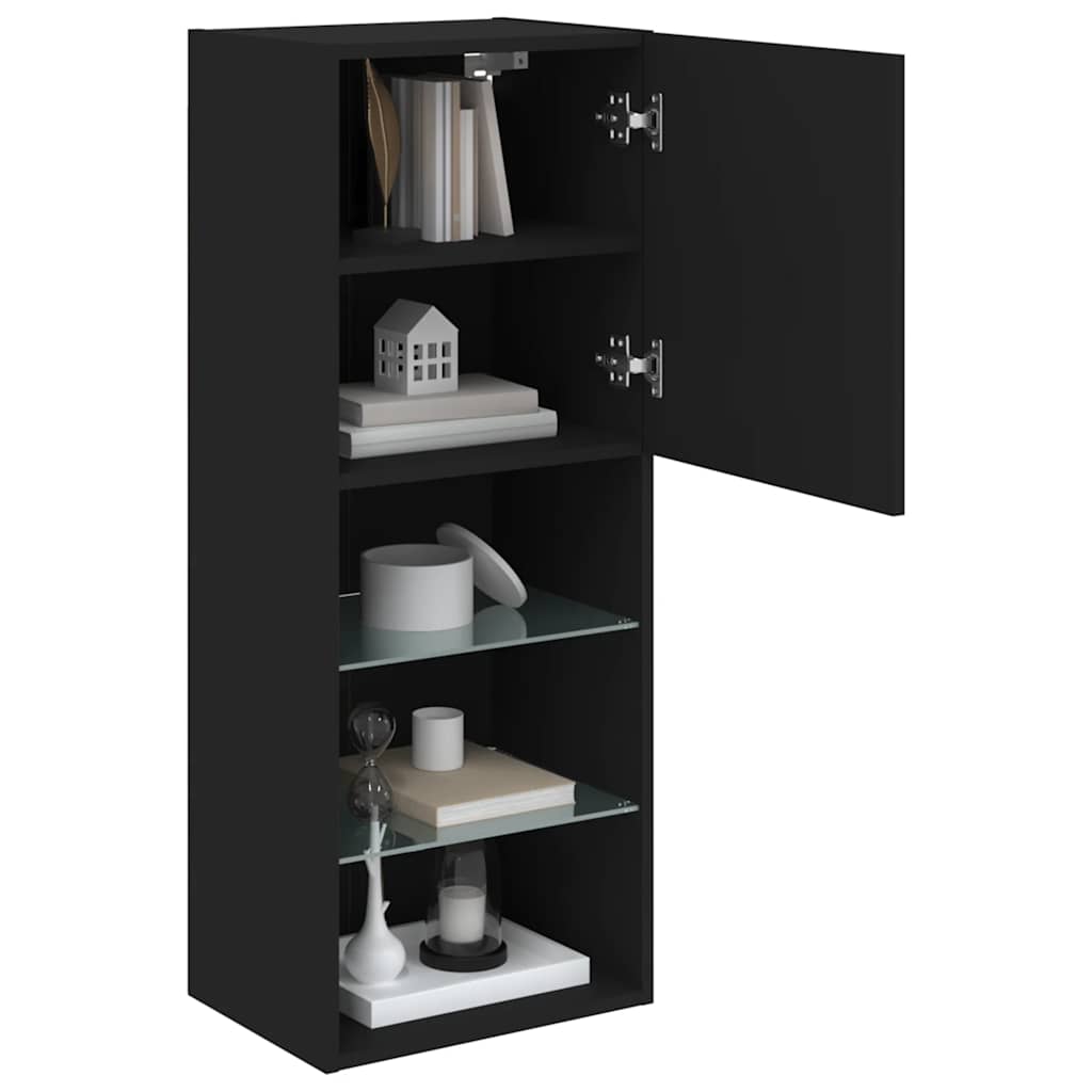 TV Cabinet with LED Lights Black 40,5x30x102 cm