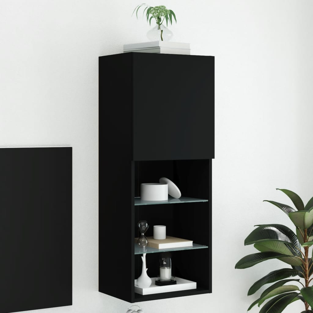 TV Cabinet | Black | Engineered wood, glass | Medium | Wall mounting