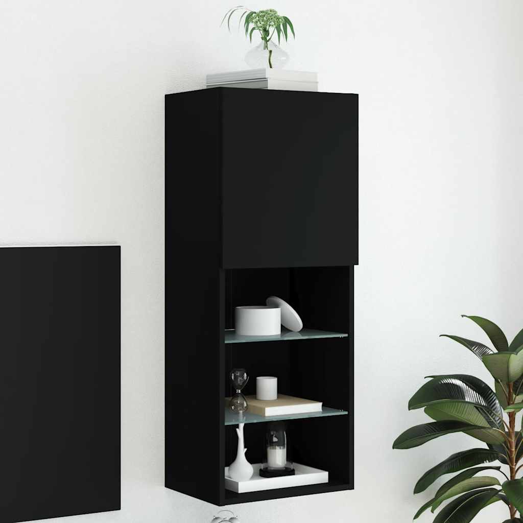 TV Cabinet with LED Lights Black 40,5x30x102 cm
