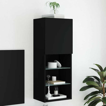 TV Cabinet with LED Lights Black 40,5x30x102 cm