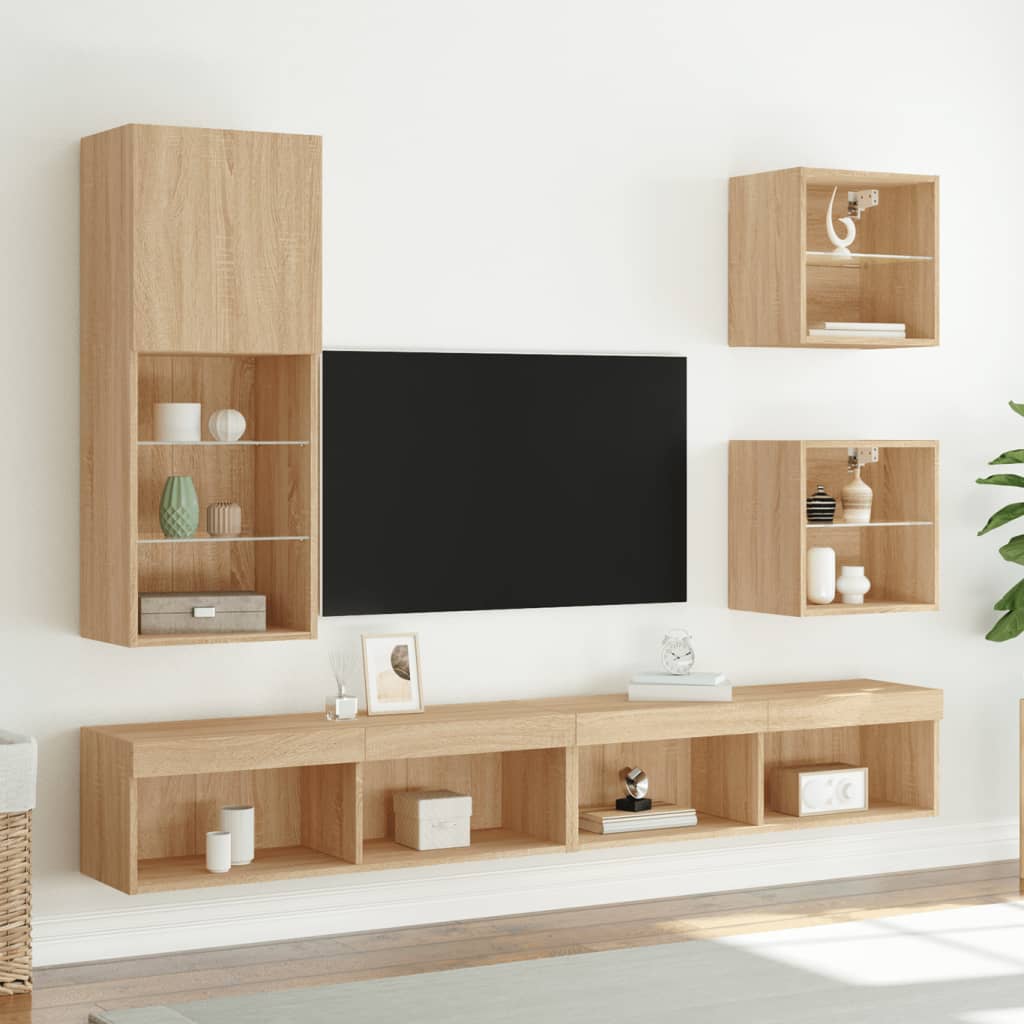 TV Cabinet with LED Lights Sonoma Oak 40,5x30x102 cm