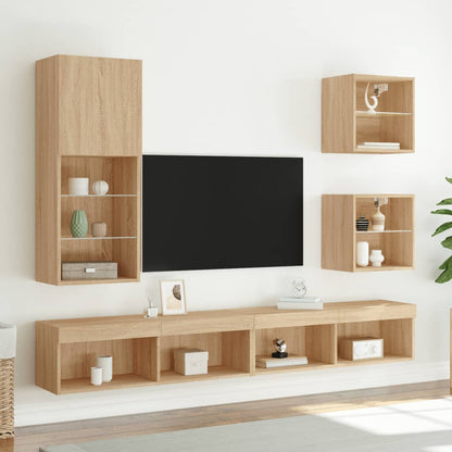 TV Cabinet with LED Lights Sonoma Oak 40,5x30x102 cm