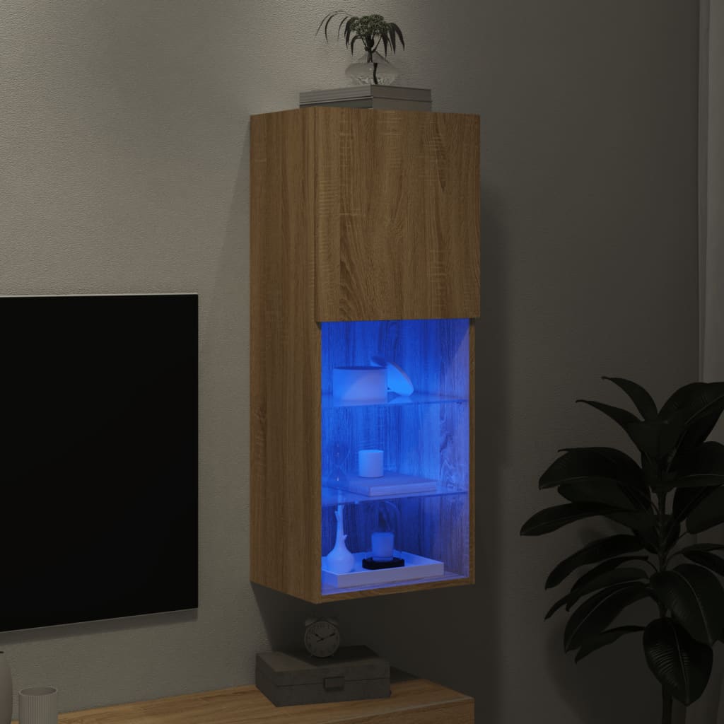 TV Cabinet with LED Lights Sonoma Oak 40,5x30x102 cm