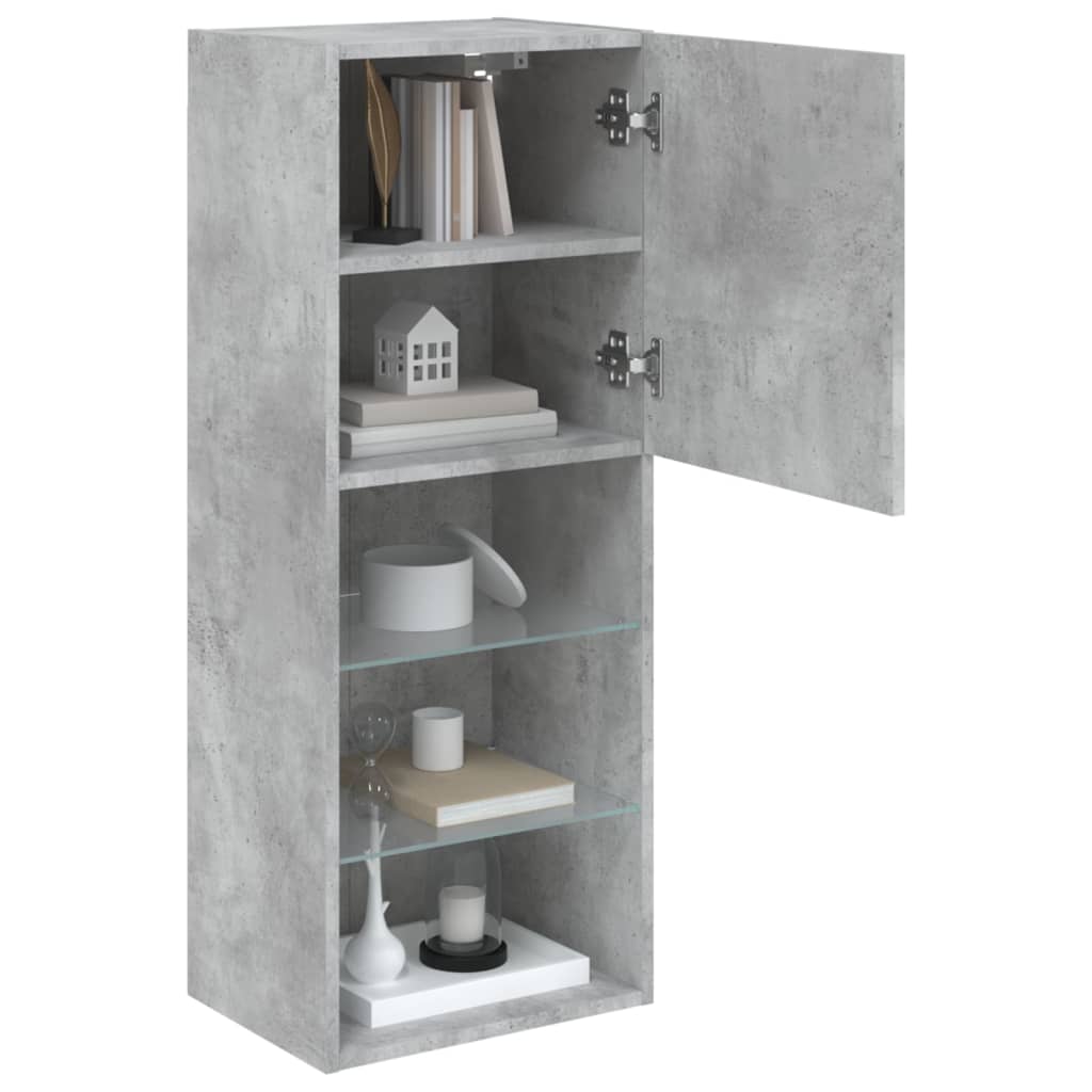 TV Cabinet with LED Lights Concrete Grey 40,5x30x102 cm