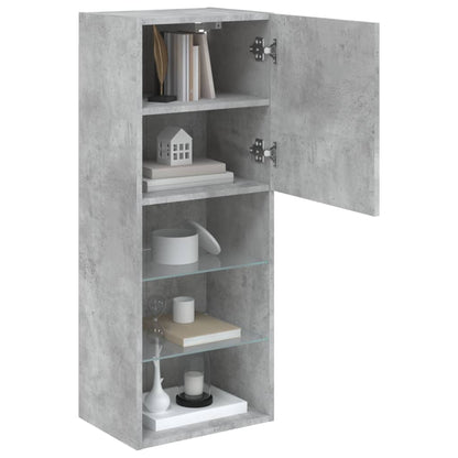 TV Cabinet with LED Lights Concrete Grey 40,5x30x102 cm