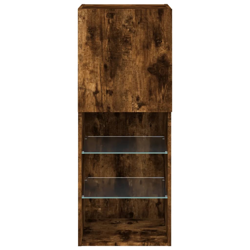 TV Cabinet with LED Lights Smoked Oak 40,5x30x102 cm