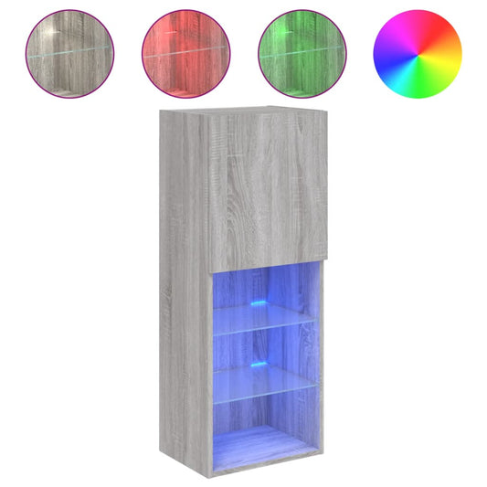 TV Cabinet with LED Lights Grey Sonoma 40,5x30x102 cm