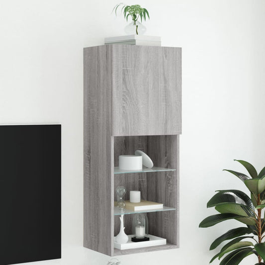 TV Cabinet with LED Lights Grey Sonoma 40,5x30x102 cm
