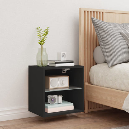 Bedside Cabinet | Black | Engineered wood, Glass | Modern