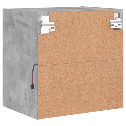 Bedside Cabinet with LED Lights Wall-mounted Concrete Grey