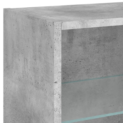 Bedside Cabinet with LED Lights Wall-mounted Concrete Grey