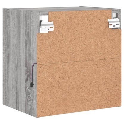 Bedside Cabinet with LED Lights Wall-mounted Grey Sonoma