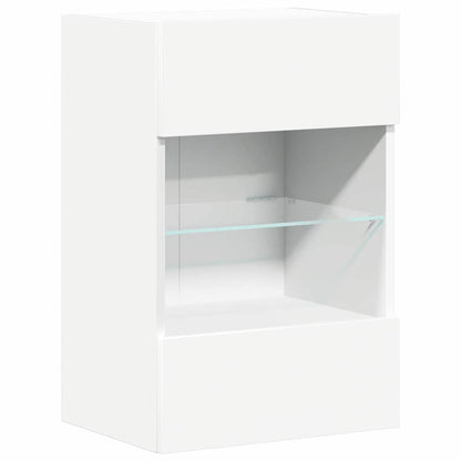 Wall Cabinets with LED Lights for TV 2 pcs White 40x30x60.5 cm