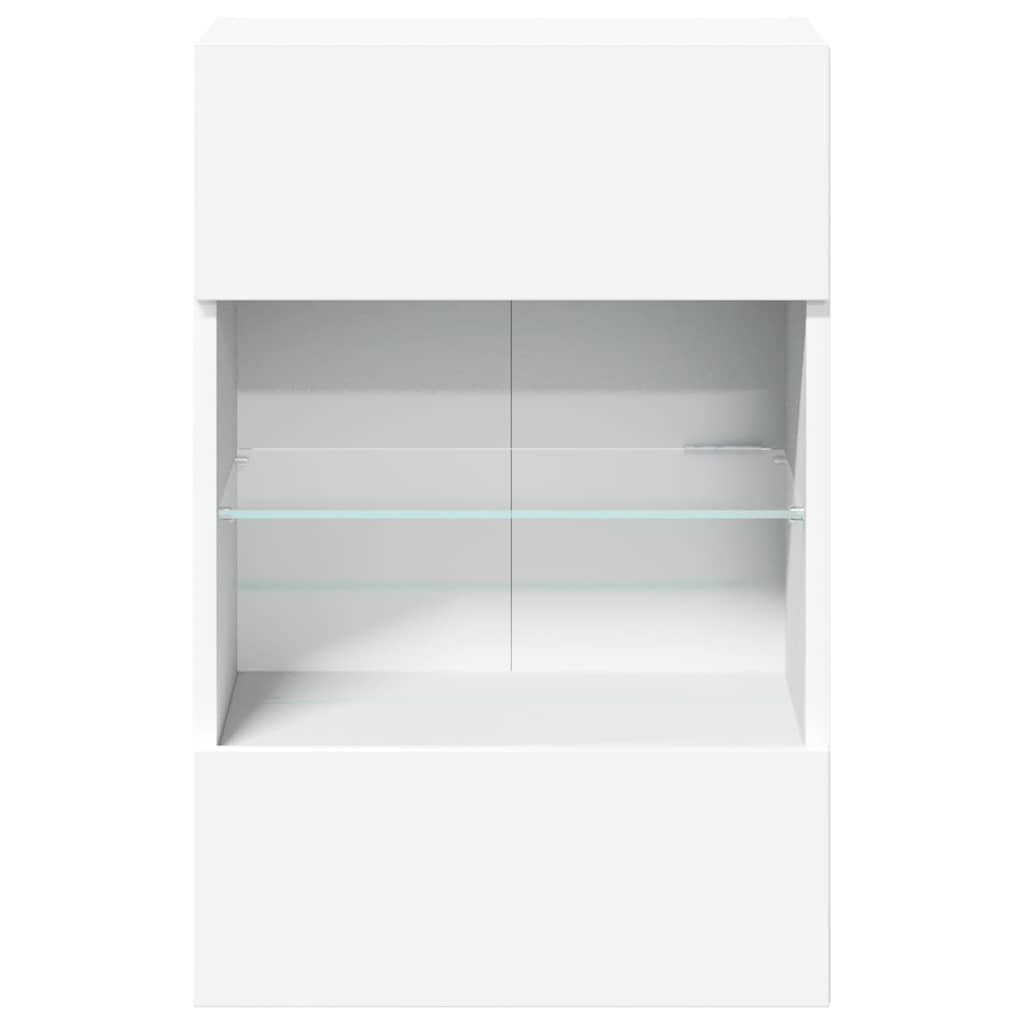 Wall Cabinets with LED Lights for TV 2 pcs White 40x30x60.5 cm