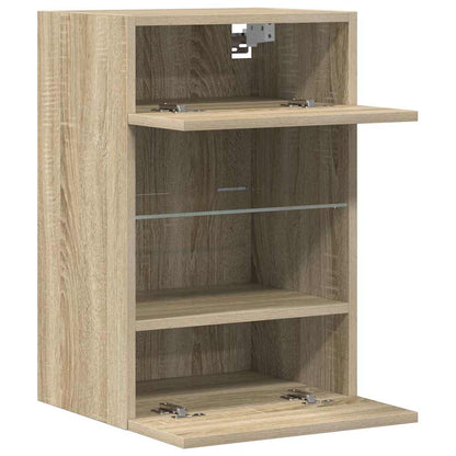 Wall Cabinets with LED Lights for TV 2 pcs Sonoma Oak 40x30x60.5 cm