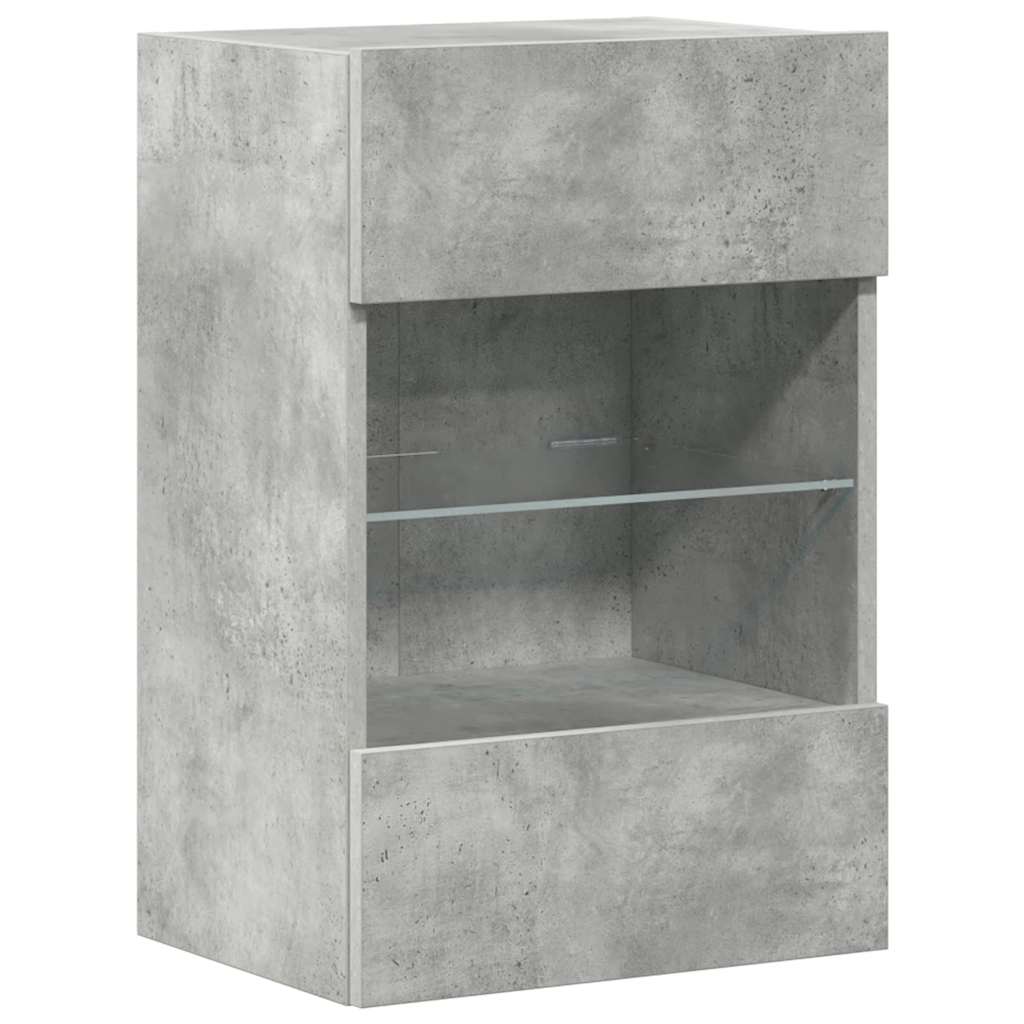Wall Cabinets with LED Lights for TV 2 pcs Concrete Grey 40x30x60.5 cm