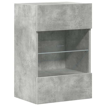 Wall Cabinets with LED Lights for TV 2 pcs Concrete Grey 40x30x60.5 cm