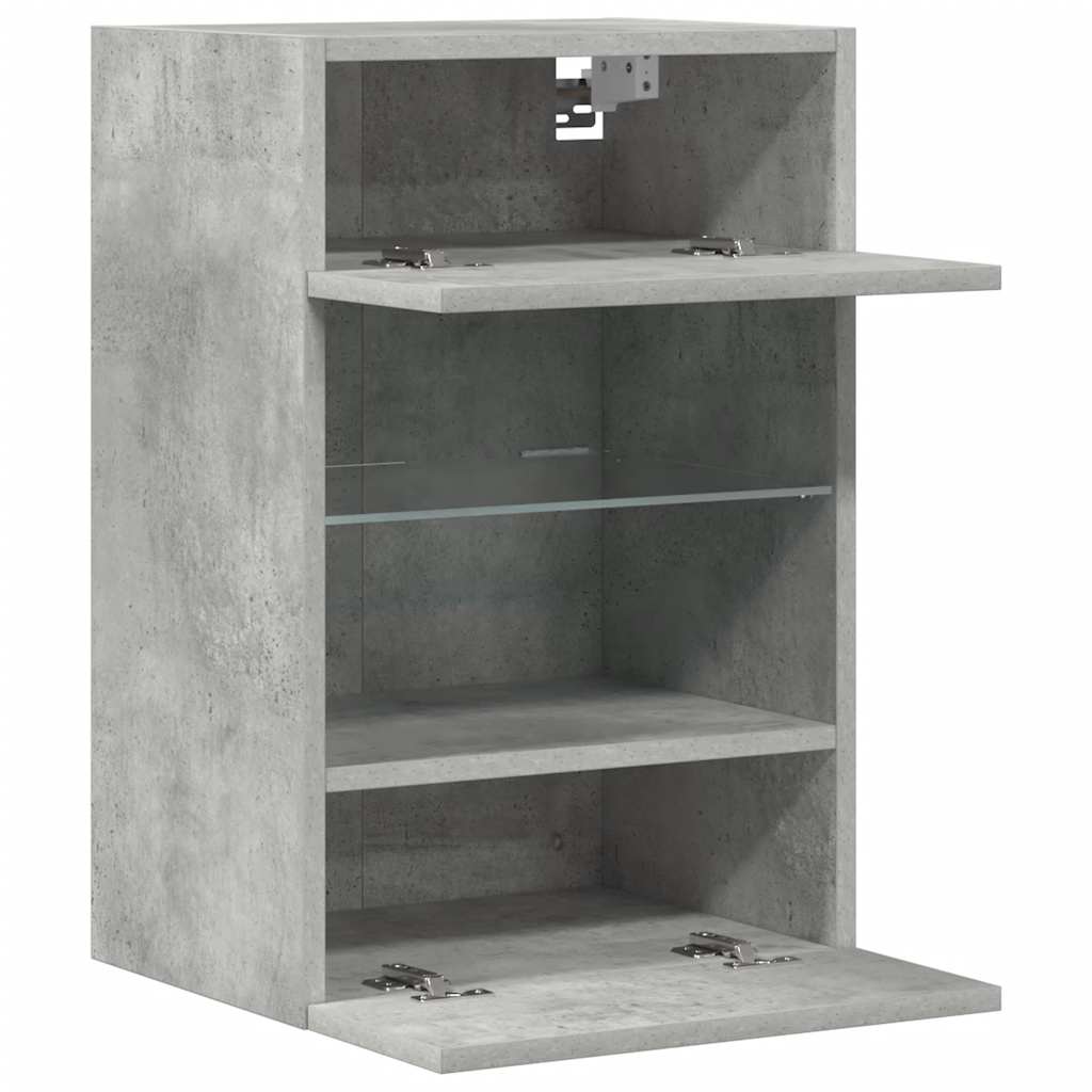 Wall Cabinets with LED Lights for TV 2 pcs Concrete Grey 40x30x60.5 cm