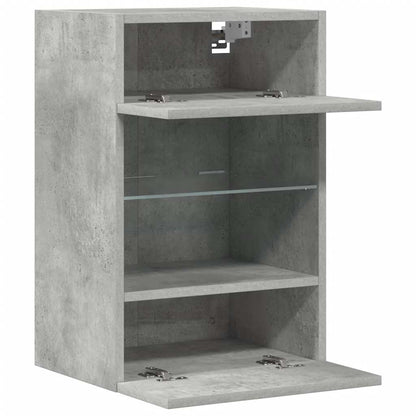 Wall Cabinets with LED Lights for TV 2 pcs Concrete Grey 40x30x60.5 cm