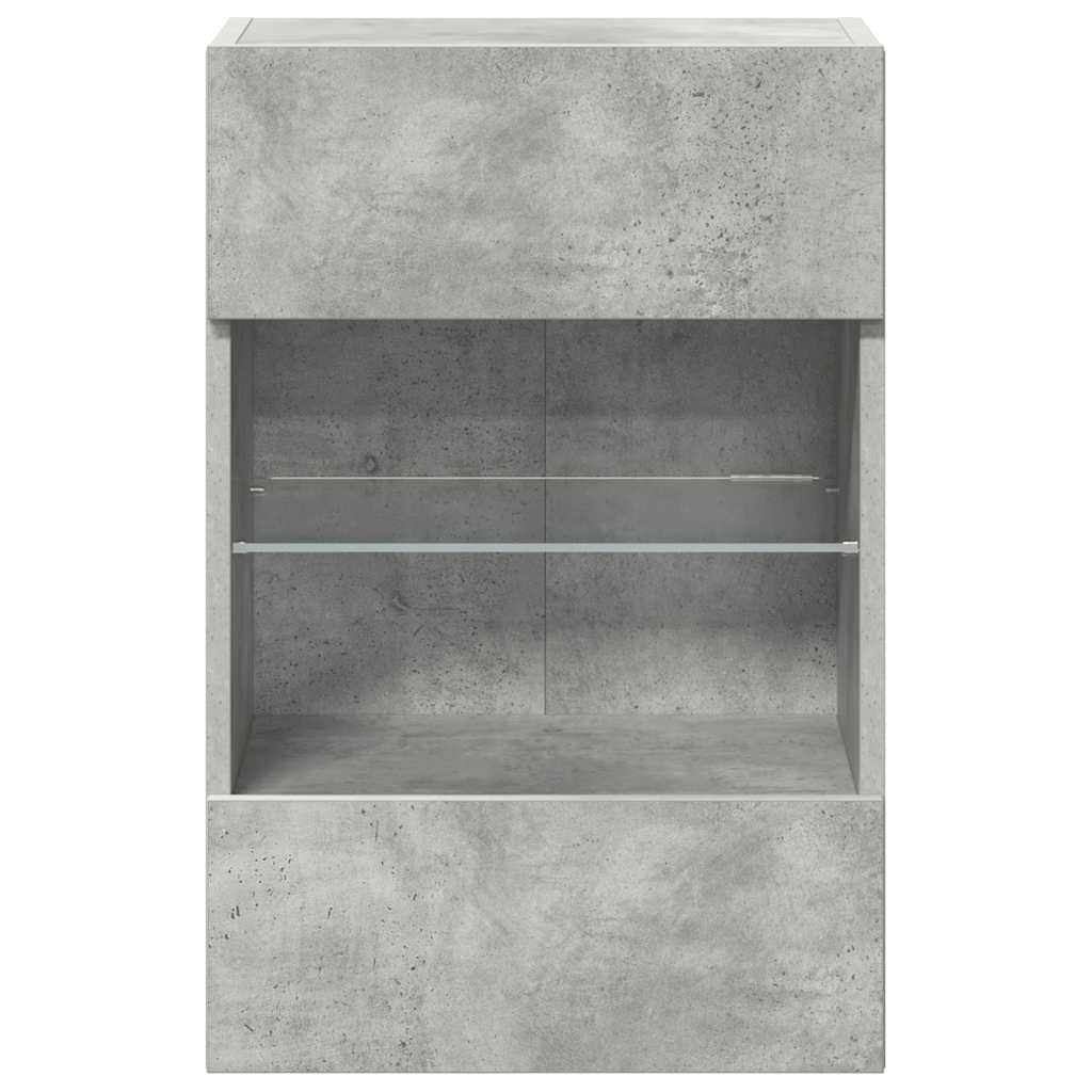 Wall Cabinets with LED Lights for TV 2 pcs Concrete Grey 40x30x60.5 cm