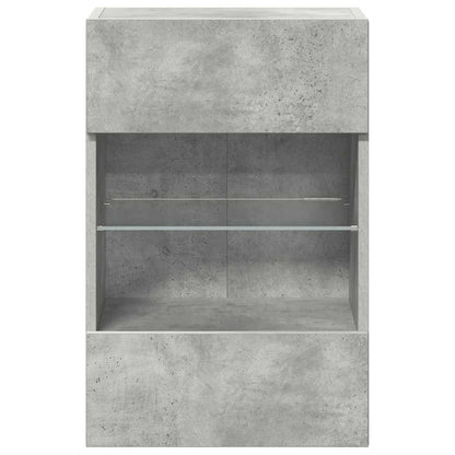 Wall Cabinets with LED Lights for TV 2 pcs Concrete Grey 40x30x60.5 cm