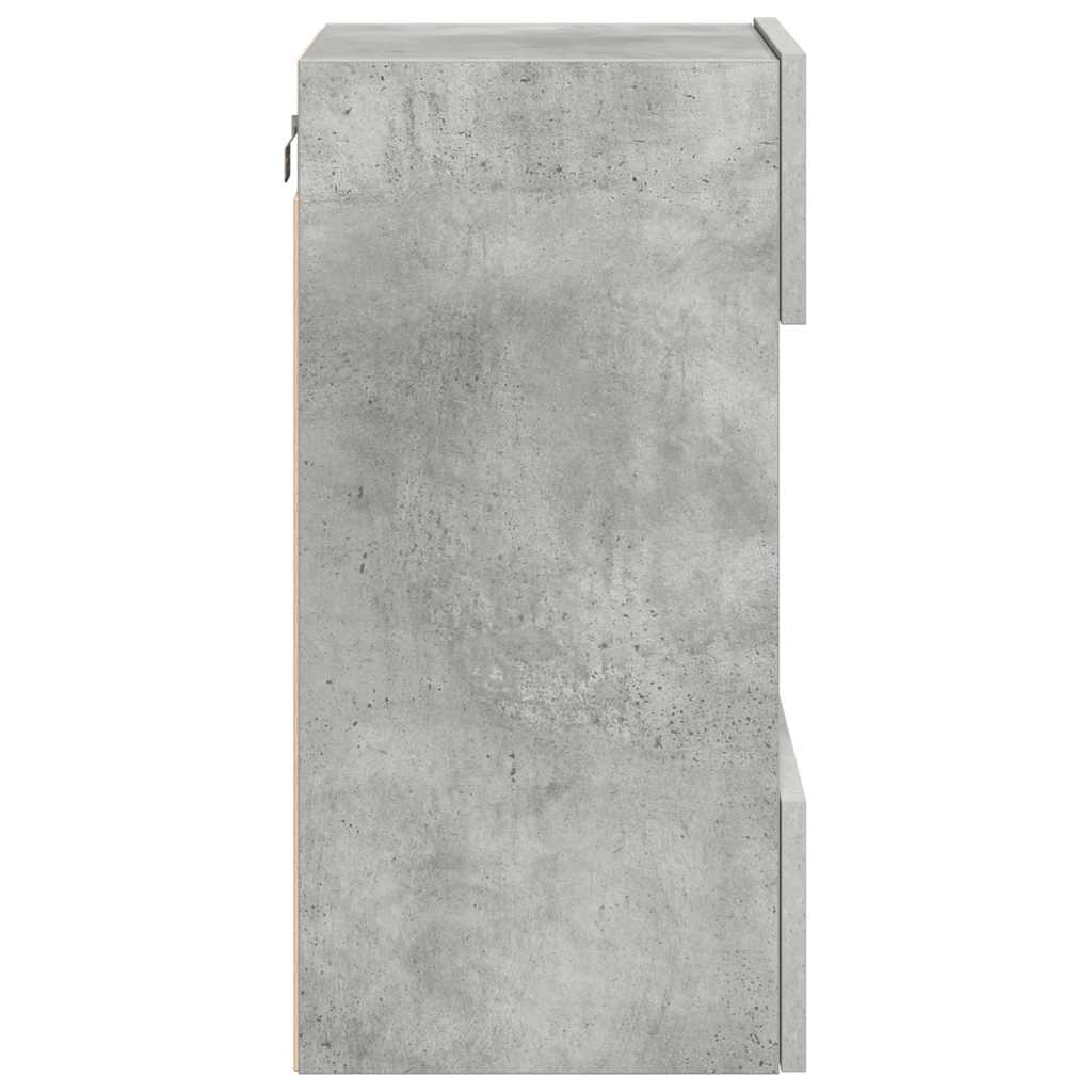 Wall Cabinets with LED Lights for TV 2 pcs Concrete Grey 40x30x60.5 cm