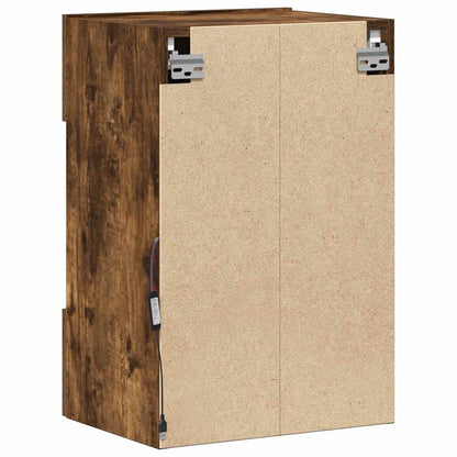 Wall Cabinets with LED Lights for TV 2 pcs Smoked Oak 40x30x60.5 cm