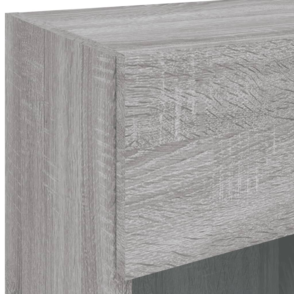 TV Wall Cabinet with LED Lights Grey Sonoma 40x30x60.5 cm