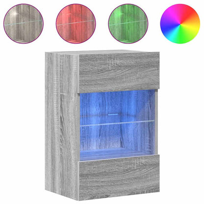 Wall Cabinets with LED Lights for TV 2 pcs Grey Sonoma 40x30x60.5 cm