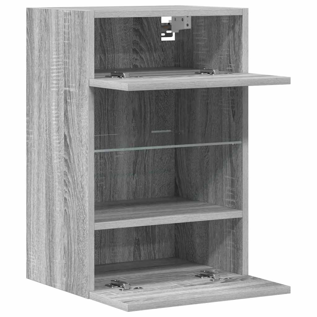 Wall Cabinets with LED Lights for TV 2 pcs Grey Sonoma 40x30x60.5 cm