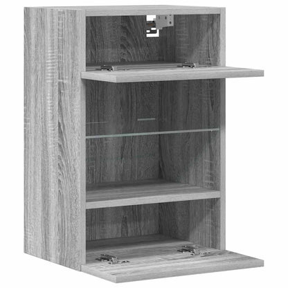 Wall Cabinets with LED Lights for TV 2 pcs Grey Sonoma 40x30x60.5 cm