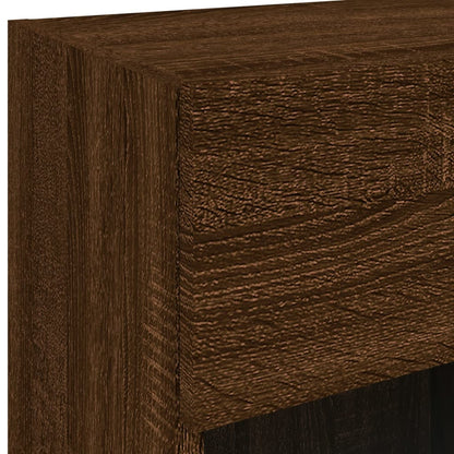 TV Wall Cabinet with LED Lights Brown Oak 40x30x60.5 cm