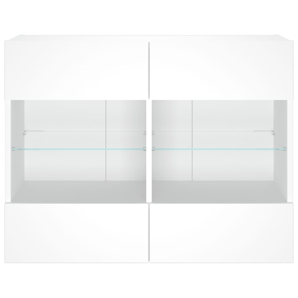 TV Wall Cabinet with LED Lights White 78.5x30x60.5 cm