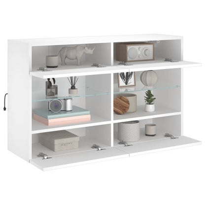 TV Wall Cabinet with LED Lights White 98,5x30x60,5 cm