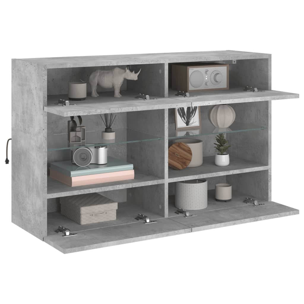 TV Wall Cabinet with LED Lights Concrete Grey 98,5x30x60,5 cm