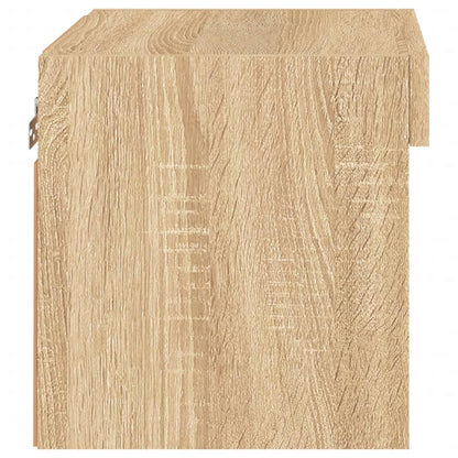 Bedside Cabinets with LED Lights Wall-mounted 2 pcs Sonoma Oak