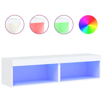2 Piece TV Cabinet Set with LED Lights White 60x30x30 cm