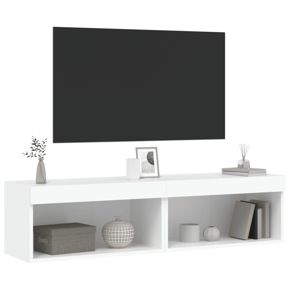 2 Piece TV Cabinet Set with LED Lights White 60x30x30 cm