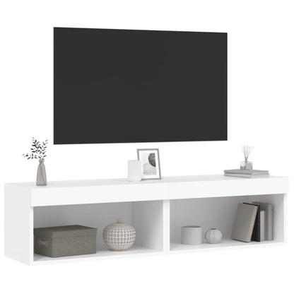 2 Piece TV Cabinet Set with LED Lights White 60x30x30 cm