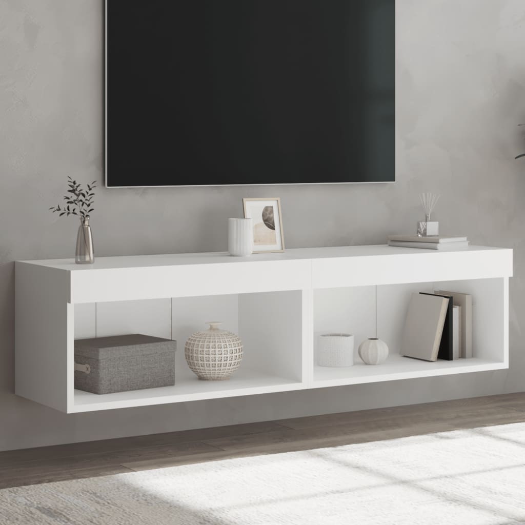 2 Piece TV Cabinet Set with LED Lights White 60x30x30 cm